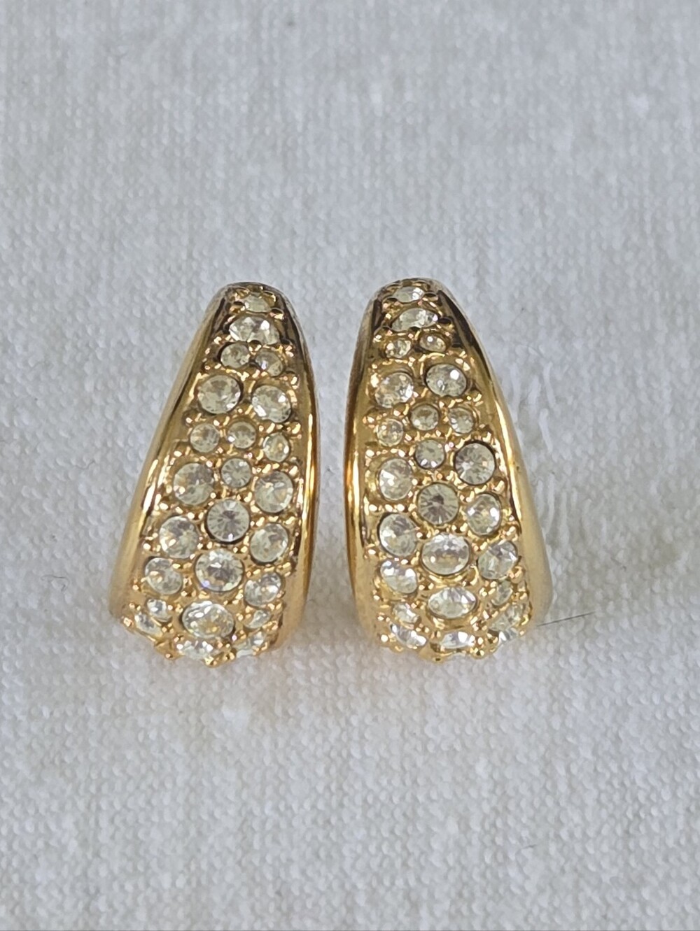Swarovski Gold-Tone Crystal Pavé Huggie Earrings